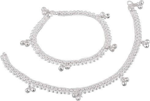 Efulgenz Indian Anklets for Women Anklet Bells Indian Payal Anklet Silver Anklet Indian Oxidized Indian Jewelry Indian Ankle Bracelets Anklets Ind...
