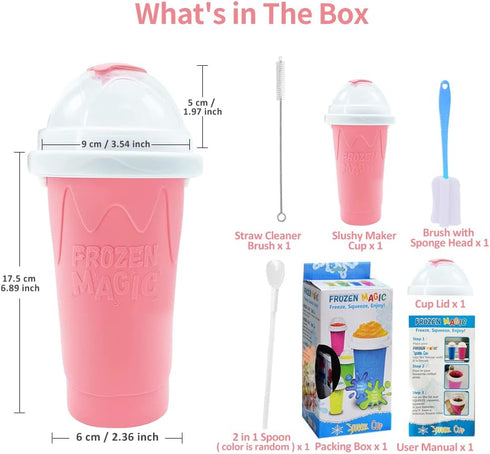 Slushy Cup - Tik Tok Magic Quick Frozen Smoothie Cup, Double Layer DIY Homemade Slushy Maker Cup, Food Grade Silicone Slushie Maker Cup with Spoon...
