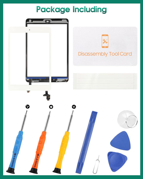 for iPad Mini 1 Touch Screen Replacement A1432 for iPad Mini 2 Digitizer Replacement A1490,A1489,A1491 Touch Screen with IC Chip,Home Button,Camer...