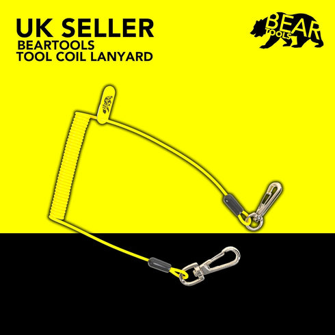 BearTOOLS Coil Tool Lanyard | Max Load 2lbs Ultra-Compact Design, Elastic, PU-Coated | Dual-Connectors, Easy-Attachment for Safety of Lightweight ...