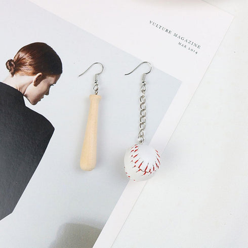 3D Baseball Earrings Faux Leather Baseball Dangle Earrings Wooden Baseball Bat Drop Earrings Baseball Player Jewelry Gifts for Women...