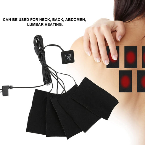 Electric Clothes Heating Pads, 5Pcs Portable USB Heater Pads Set, Adjustable Temperature Heating Pad for Clothes Seat Bed, Waterproof Fiber Heatin...