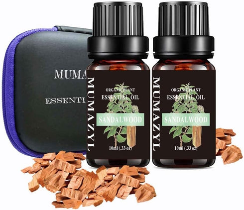 Sandalwood Essential Oil Organic Plant Natural Pure Sandalwood Oil for Diffuser, Cleaning, Home, Bedroom, Perfumes, Humidifier, Soap, Candles 2 Pa...