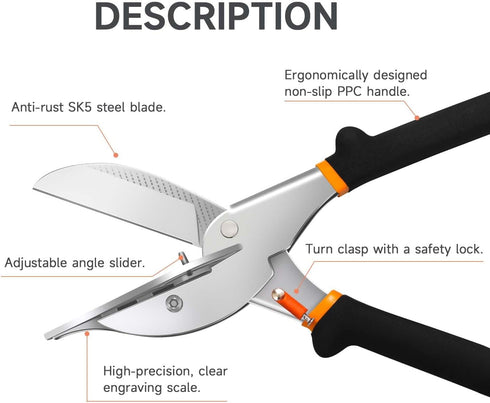 TOWOT Multi Angle Trim Cutter Miter Shears for Molding, Adjustable at 45 To 135 Degree With Safety Lock Hand Tools for Cutting Plastic, PVC, No Re...