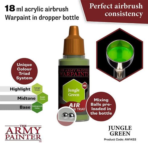 The Army Painter Warpaint Air Jungle Green - Acrylic Non-Toxic Heavily Pigmented Water Based Paint for Tabletop Roleplaying, Boardgames, and Warga...