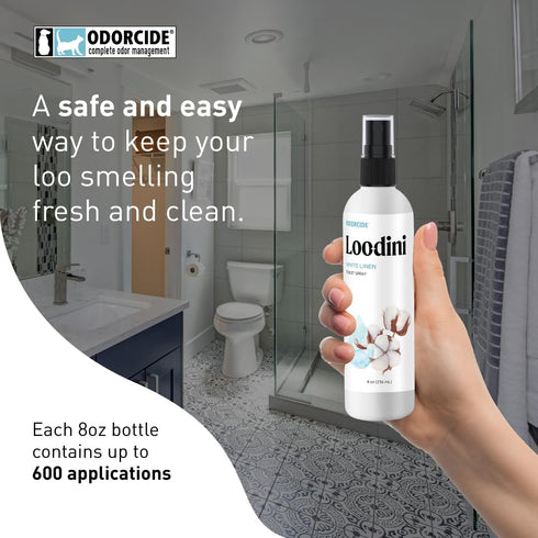 Odorcide Loo-Dini White Linen 8oz Toilet Spray & Bathroom Spray – Use This Bathroom Spray Odor Eliminator Before You Go – Poop Spray For Toilet an...