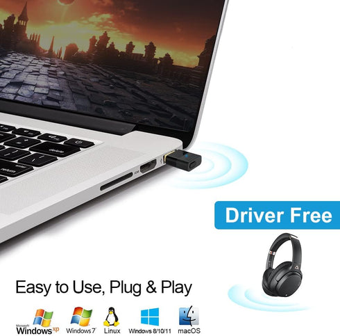 1Mii Bluetooth 5.2 USB Audio Transmitter Adapter for PC PS4 PS5 Wireless Audio Dongle with aptX Low Latency for Connecting Bluetooth Headphones Sp...