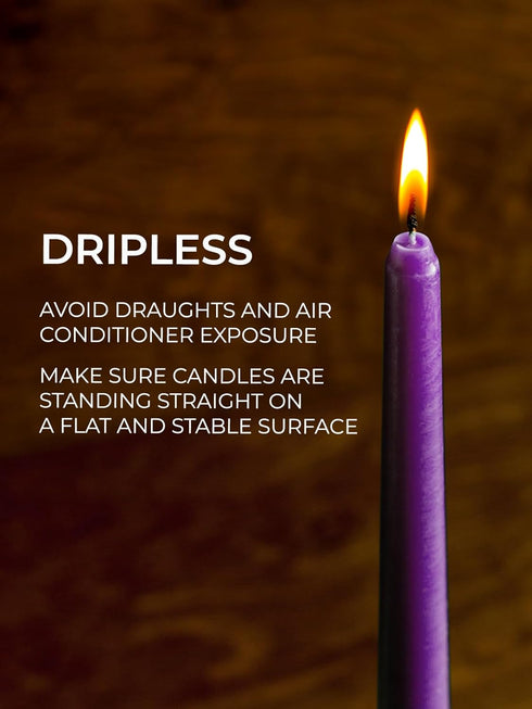 Candwax 10 inch Taper Candles Set of 4 - Dripless and Unscented Candlesticks - Perfect for Dinner and Household Decor - Purple Candles...