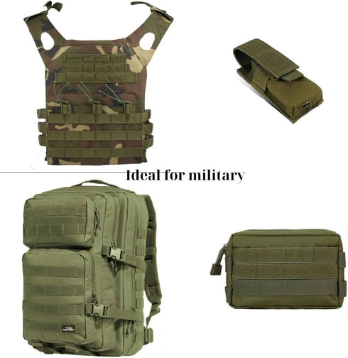 1 Inch Wide Olive Drab Sew on Hook and Loop Tape Non-Adhesive 1 Yd Length Green Nylon Hook Loop Tape Fabric Fastener Set for Military Form Bags Cl...