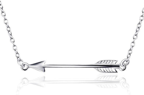 925 Sterling Silver Classic Love Polished Sideways Arrow Horizontal Womens Pendant Necklace...