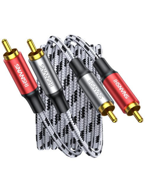 SNANSHI 2RCA Cables 5FT- 2RCA Male to 2RCA Male Stereo Audio Cable Nylon Braided, Double Shielded 2RCA to 2RCA Audio Cable for Home Theater, Ampli...
