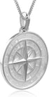 Hawaiian Silver Jewelry Compass Pendant Necklace for Men or Women with 20-Inch Chain, 925 Sterling Silver, Laser-Engraved Inscription, Nautical Je...