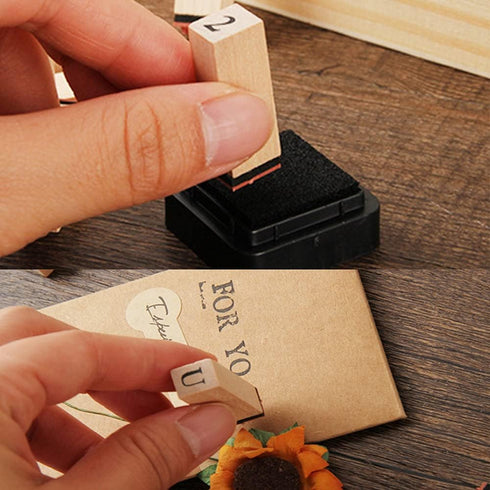 N/B Wooden Rubber Stamps Kit, Fashionclubs 36pcs Vintage Alphabet Letter Number Set, Craft Ink Stamp Stamper Seal Set with Storage Box - For Card ...