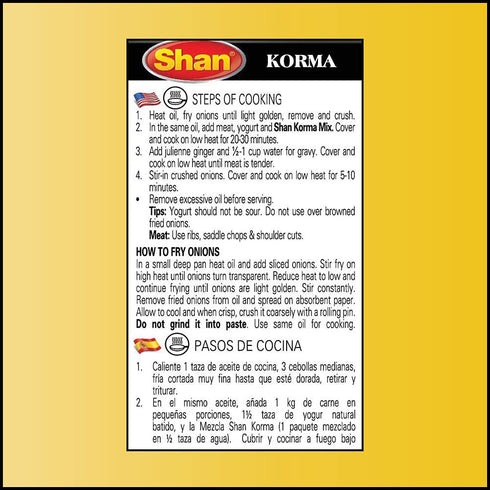Shan - Korma Masala Seasoning Mix (50g) - Spice Packets for Meat in Yogurt Sauce...