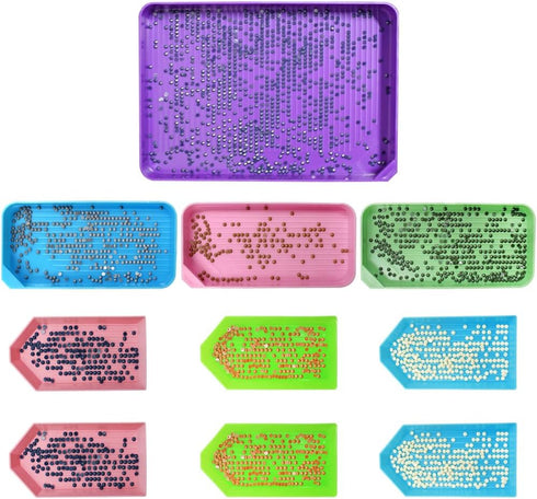 10 Pcs Diamond Art Trays, FineGood 3 Sizes Diamond Art Painting Tray Kits Beads Sorting Trays Diamond Art Storage Accessories for DIY Art Craft...