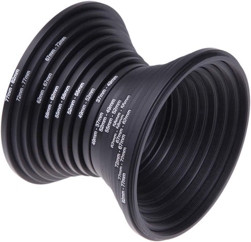 18Pcs Filter Ring Adapter Set, 37-82mm Metal Step Up/Down Rings Lens Adapter Filter Set Compatible with Digital SLR Camera...