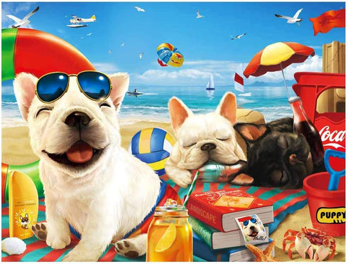 500 Pieces Jigsaw Puzzle for Adults and Kids Big Size Gift Idea Happy Dog (Sunbath 1)...