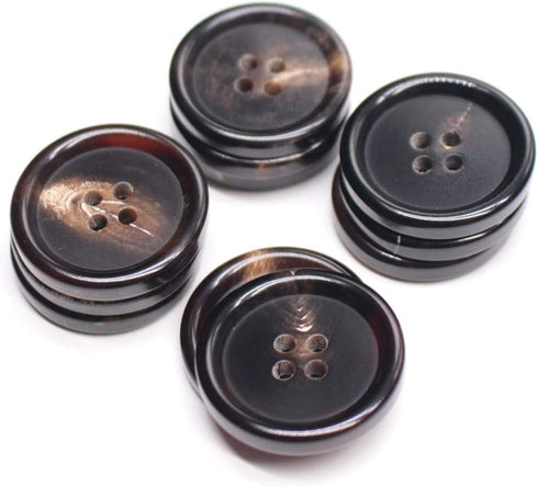 10PCS 1 Inch Real Horn Buttons for Blazer, Suit, Coats, Overcoat, Winter Coat, Jacket, Uniform Genuine Natural Brown Buffalo Horn Buttons for Men ...