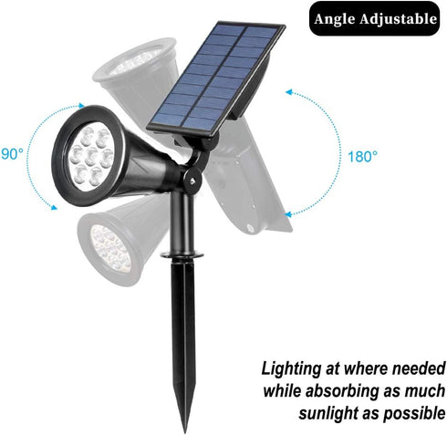 T-SUN Solar Spotlight LED Outdoor Wall Light, IP65 Waterproof, Auto-on At Night/Auto-off by Day, 180°angle Adjustable for Tree, Patio, Yard, Garde...