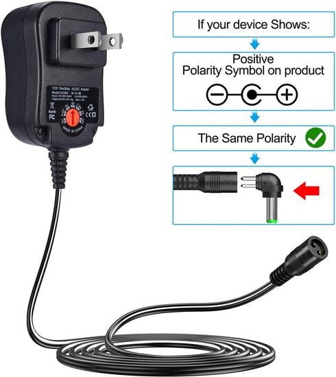 SoulBay 12W Universal Multi Voltage AC/DC Adapter Switching Power Supply with 8 Selectable Adapter Plugs, Suitable for 3 V to 12 V Device...