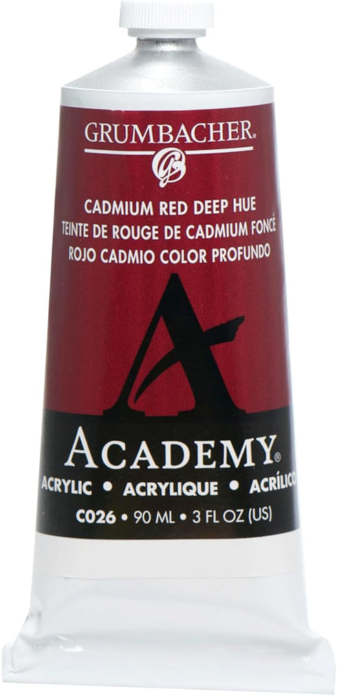 Grumbacher Academy Acrylic Paint, Gloss, 90ml/3 oz Metal Tube, Cadmium Red Deep Hue...