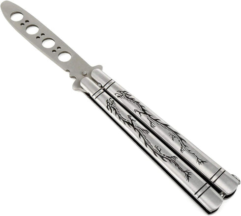 Practice Butterfly Knife, Stainless Steel Balisong Trainer Unsharpened Blade with Spring Latch, Smooth Action Butterfly Knife Trainer...