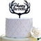 Antlers Happy Birthday Cake Topper Party Decorations (Black Acrylic)...