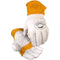 Caiman Premium Goat Grain TIG/MIG Welding Gloves, Wool Insulated Back, Scalloped Cuff, Boarhide Palm, White/Gold, Medium (1871-4)...