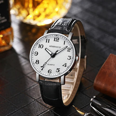 Men's Minimalist Easy Reader Watch Stainless Steel Leather Strap Waterproof Bussiness Casual Mens Quartz Wrist Watch...
