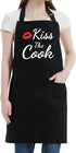 Funny Aprons for Women Men - Kiss the Cook Apron - Funny Chef Cooking BBQ Grill Aprons with 2 Pockets - Birthday Mothers Day Gifts for Mom, Wife -...