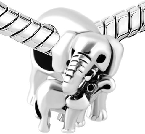 CharmSStory Sterling Silver Elephant Charms Style Mom Love Baby Child Beads Charms For Bracelets...