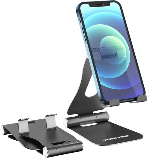 YOSHINE Cell Phone Stand, Upgraded Phone Stand for Desk, Adjustable Tablet Stand, Foldable Portable Aluminum Phone Holder, Cradle, Dock for All iP...