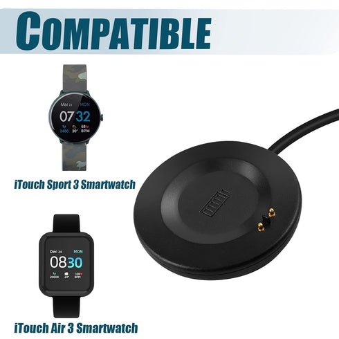 2 Pcs USB Charger Cable ONLY Compatible with iTouch Air 3 Smartwatch & iTouch Sport 3 Smartwatch, Replacement Charging Base Station Fit for iTouch...