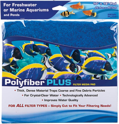 Penn-Plax Poly Fiber Plus Aquarium Filter Media Pad – Easy to Cut into Any Size Your Filter Requires – 10” x 18”...