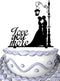 Meijiafei Cursive Love You More Groom and Bride Wedding Cake Topper Silhouette...
