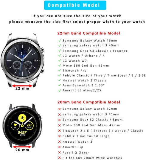 Compatible with Samsung Galaxy Watch 46mm/Gear S3 Frontier/Galaxy Watch 3 45mm /Classic Strap, 22mm Replacement Genuine Leather Cuff Band with Sta...
