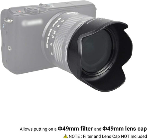 Reversible Lens Hood for Canon EF-M 15-45mm F3.5-6.3 is STM and RF-S 18-45mm F4.5-6.3 is STM Lens on EOS R100 R50 R10 R7 M50 M6 Mark II M200 M100 ...