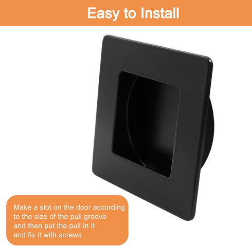 2 Pack Square Sliding Cabinet Finger Pulls, Stainless Steel Recessed Flush Pocket Pulls, Inner Dia 2.3 Inch(59mm) Closet Door Handle with Screws f...