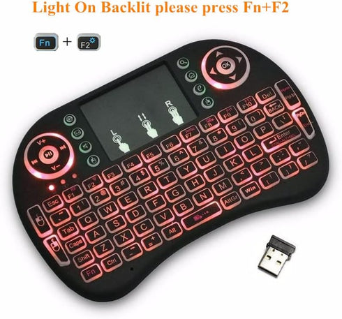 Backlit Mini Wireless Keyboard, Air Mouse Portable Wireless Mini Keyboard with Touchpad Mouse, Wireless Mini Keyboard for PC TV Box HTPC IPTV PC P...