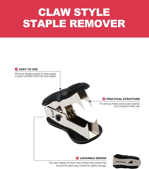 Effortless Standard Stapler Set, 20 Sheet Capacity, Half Strip, Built-in Staples Storage, Holds 1/4" Staples, includes 1000 Staples and A Staple R...