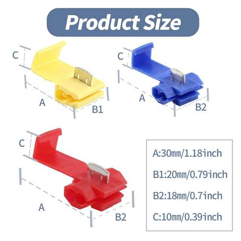 60 Pcs Solderless Quick Splice Snap Wire Connectors, Pressed Insulated Electrical Splice Wire Connectors (12-10 AWG Yellow 20 Pcs, 18-14 AWG Blue ...