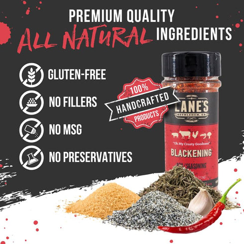 Lane's Blackened Seasoning Spice, All-Natural Blackened Fish Seasoning for Pork, Beef & Seafood, Cajun Blackening Seasoning, Made in the USA, 4.6 ...