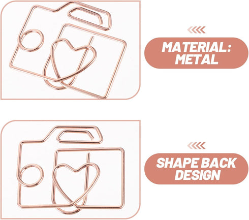 20pcs Metal Mini Paper Clip Decorative Paper Clips Exquisite Clips Multi-use Paper Clips Unique Shaped Paper Clips Exquisite File Clips Craft Clip...