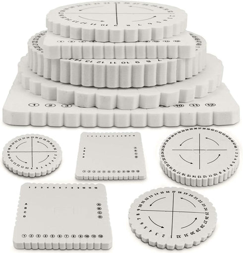 BILLIOTEAM 5 Pieces Braiding Disk Round Square Kumihimo Beading Cord Disc Braiding Braided Plate DIY Bracelet Loom Weaving Board (Round/Square Pla...