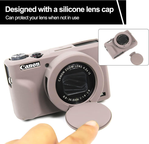 Case for Canon Powershot G7 X Mark III Digital Camera, Soft Silicone Protective Cover with Removable Lens Cover for Canon Powershot G7X Mark III D...