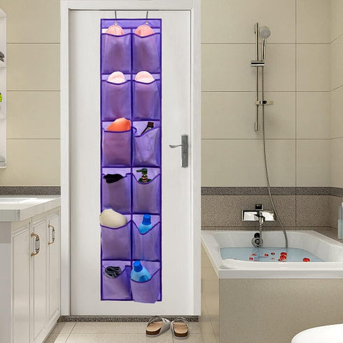 Hanging Storage Organizer Over the Door Shoes Organizer Kids Shoe Rack with 12 Large Fabric Pockets for Closet Shoe Holder Hanger (PURPLE)...