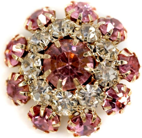 10 pcs Fancy Pink Mix Color Rhinestones Sewing Metal Shank Buttons for Coats -22mm -8/9"...