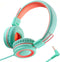 A21 Kids Headphones for School/PC/Cellphone/Airplane Travel with 3.5mm Jack Children Boys Girls Foldable Wired On-Ear Headset (Mint Coral)......