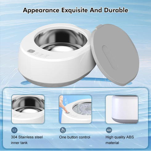 Ultrasonic Cleaner Retainer Cleaning Machine, 2024 Upgraded 40W 340ML 49KHz Jewelry Cleaner Ultrasonic Machine, Professional Dental Cleaner for De...