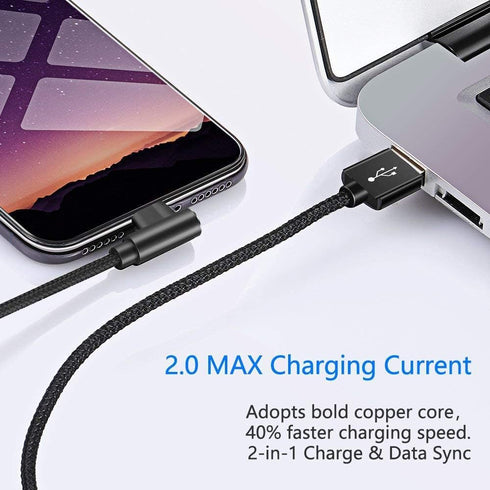Hi-Mobiler Fast Charging Cable, 3ft Right Angle Cable,3 Pack Nylon Braided Fast Speed Data Sync Charging Cord Powerline Compatible with Phone 13/1...